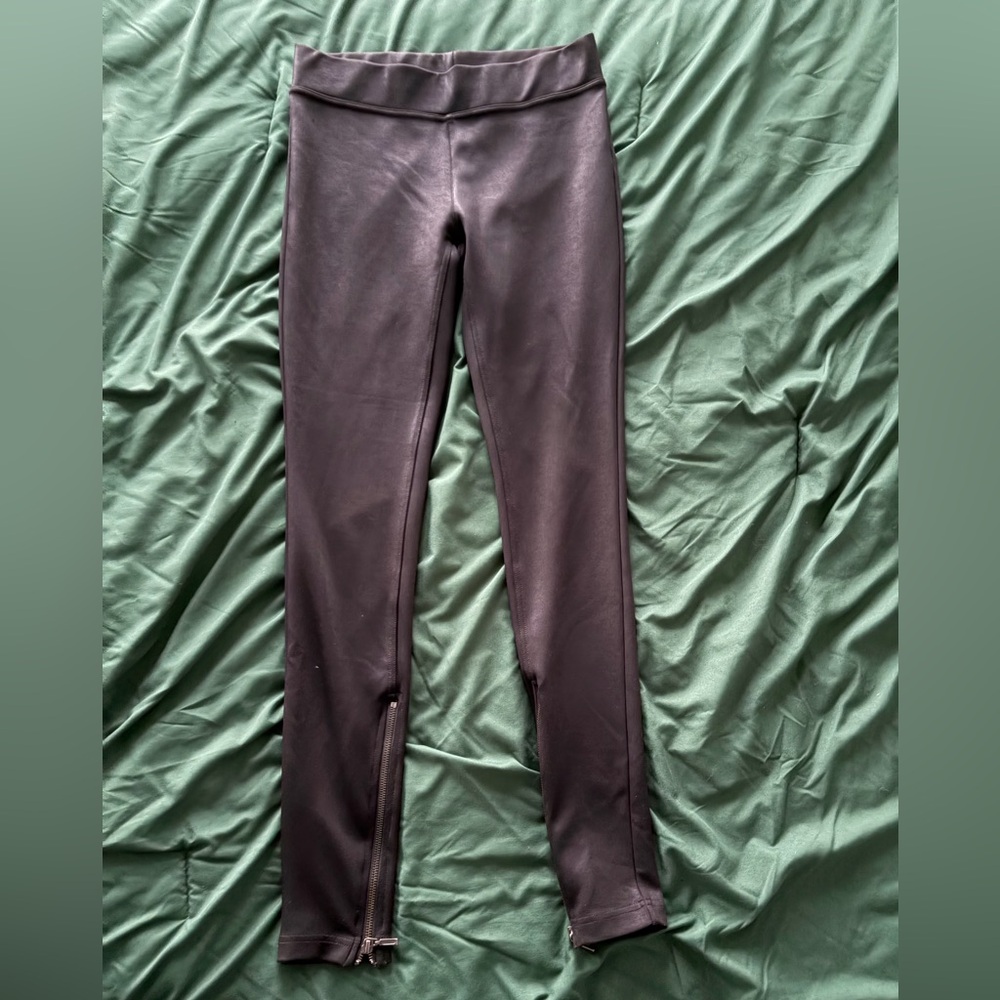 Free People Black Leather Leggings with Zippers